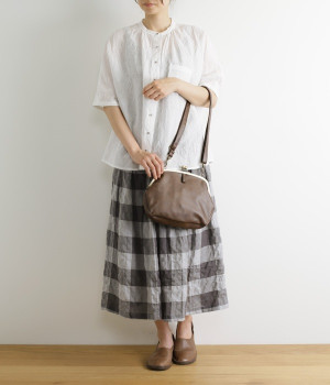 ナチュラル合皮がま口ショルダー(ダークブラウン-ONESIZE)