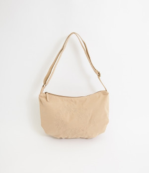 ピーチスキン刺繍ショルダーバッグ(ベージュ-ONESIZE)