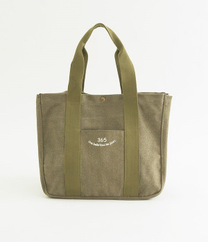３６５　仕切りトートバッグ(カーキ-ONESIZE)