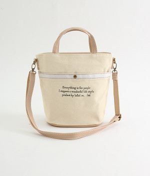 帆布配色ステッチ　２WAYトートバッグ(キナリ-ONESIZE)