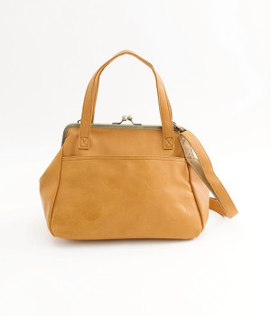 合皮ドット　がま口ショルダーバッグ(イエロー-ONESIZE)