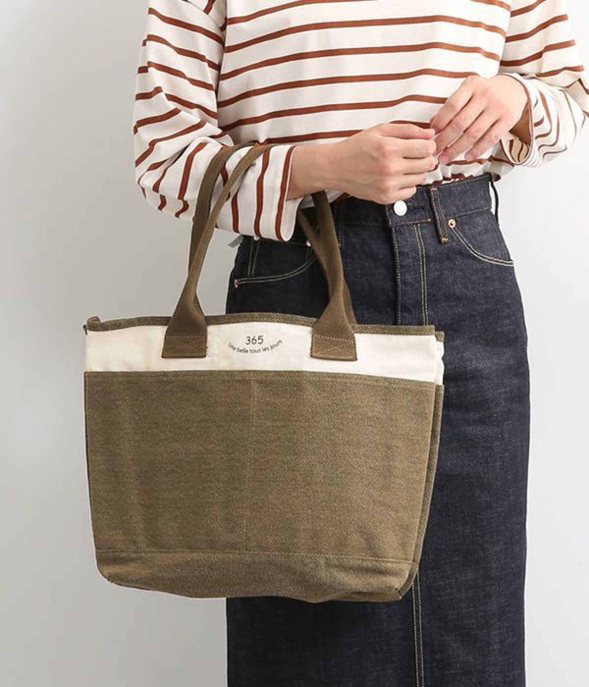 365プリントリサイクルロゴプリントトートバッグ大(ブラウン-ONESIZE)