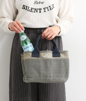 365プリントリサイクルロゴプリント仕切りトートバッグ(ネイビー-ONESIZE)