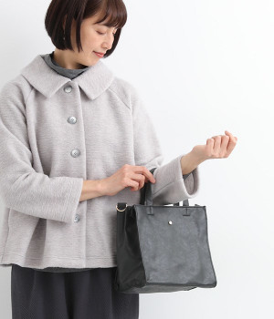 マット合皮シンプル2WAYトートバッグ(ブラック-ONESIZE)