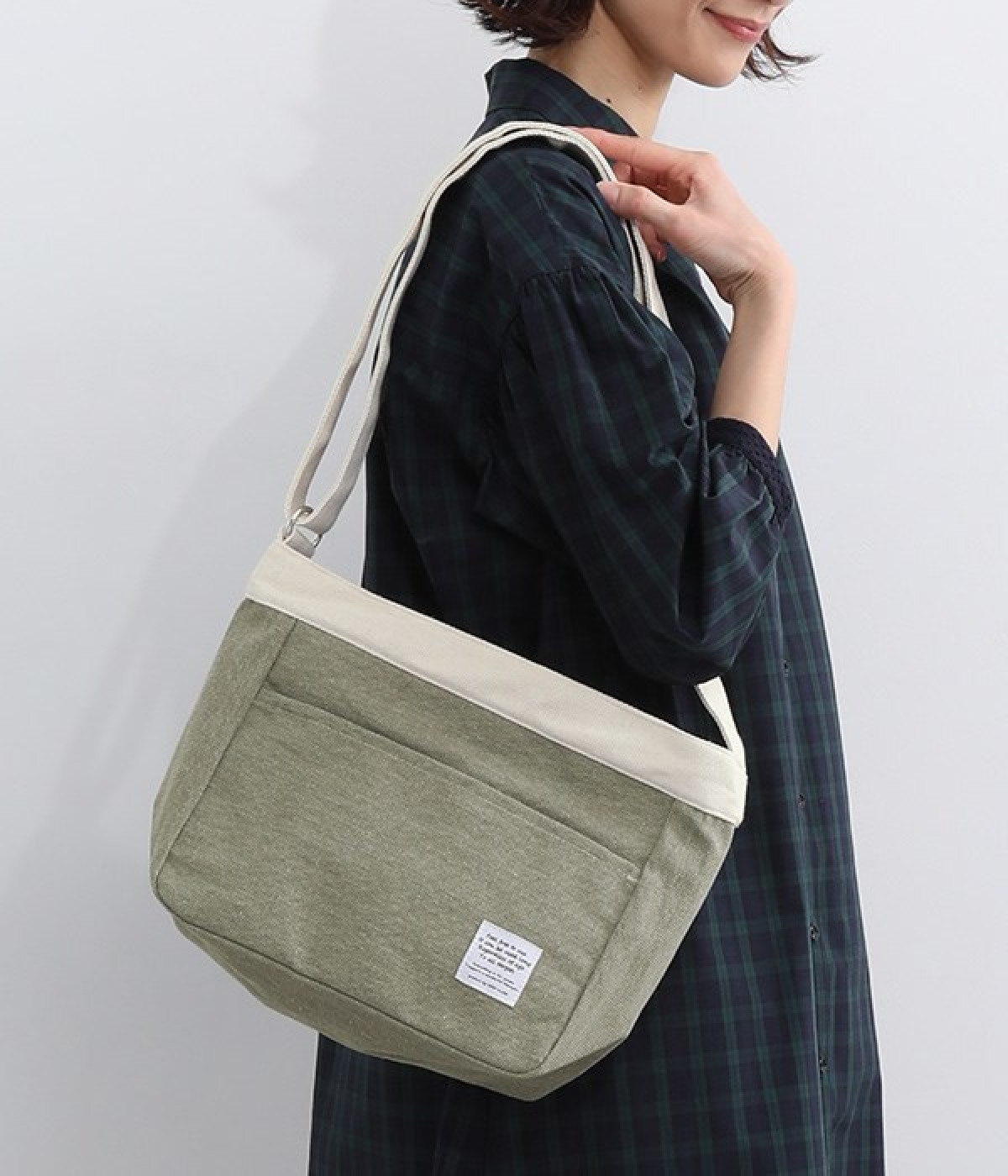 リサイクル帆布　スクエアショルダーバッグ(グレー-ONESIZE)