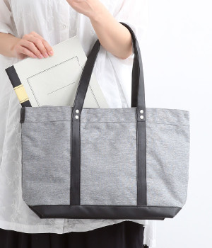 ポリキャンバス×合皮　舟型トートバッグ