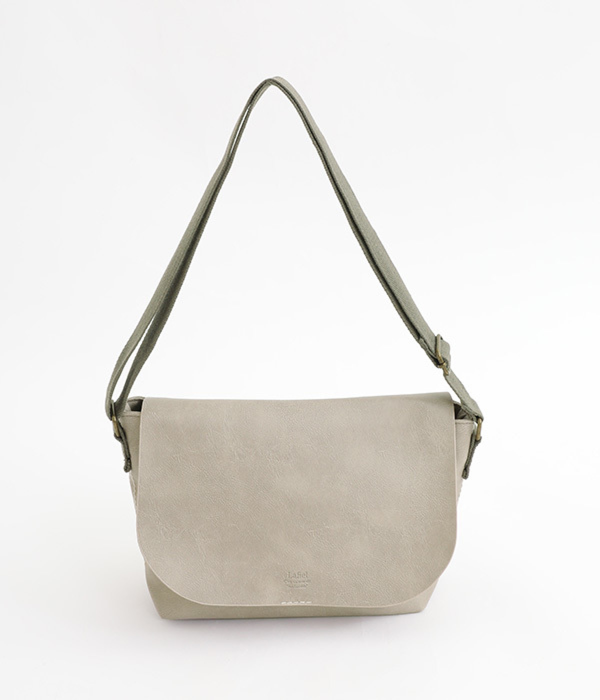 カラー合皮　ショルダーバッグ(グレージュ-ONESIZE)