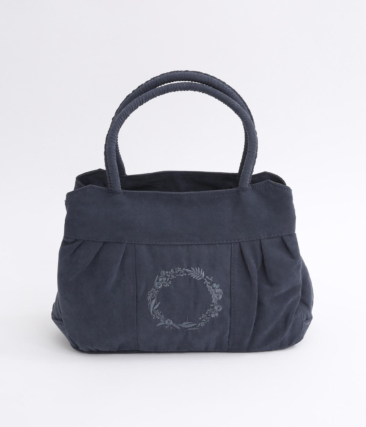 ピーチスキン風　ポリエステル　あおり　トートバッグ(ネイビー-ONESIZE)