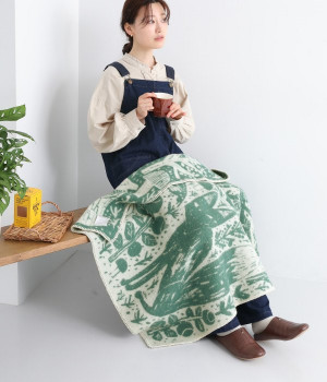 ラプアンカンクリ　ウールブランケットS　METSIKKO(スプルースグリーン×ホワイト-ONESIZE)