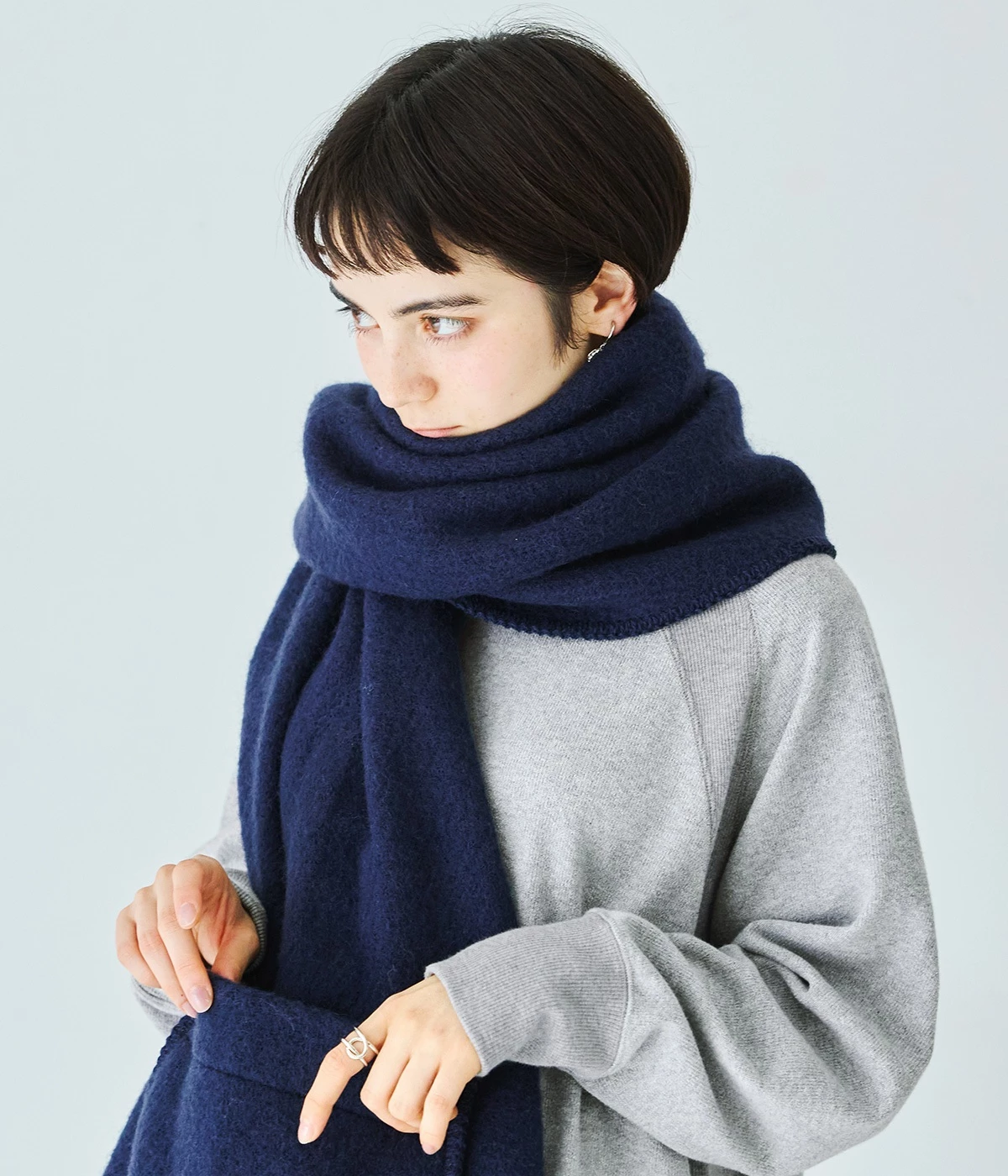 ラプアンカンクリ　ポケットショール　UNI(ミッドナイトブルー-ONESIZE)