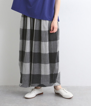 コットントップガーゼバルーンパンツ(アイボリー×スミクロ-ONESIZE)