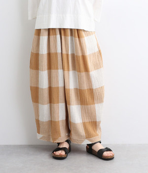 コットントップガーゼバルーンパンツ(アイボリー×マスタード-ONESIZE)