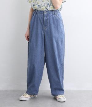 コットンリネンデニムコクーンパンツ(インディゴブリーチ-F)