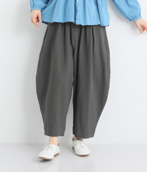 コットンリネンツイルビックポケットワイドパンツ(チャコール-ONESIZE)