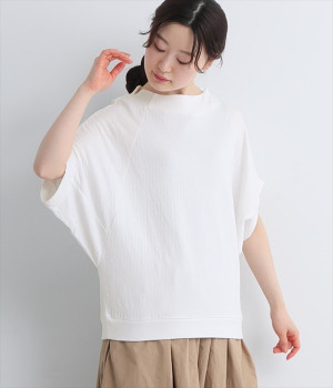 接結スーピマコットン袖切替えワイドプルオーバー(ホワイト-ONESIZE)