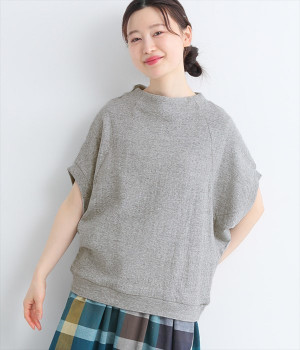接結スーピマコットン袖切替えワイドプルオーバー(グレー-ONESIZE)