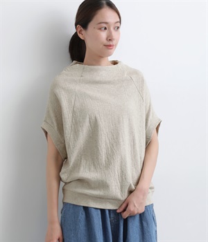 接結スーピマコットン袖切替えワイドプルオーバー(オートミール-ONESIZE)
