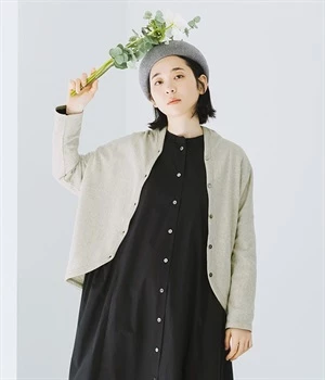 接結スーピマコットンカーディガン(オートミール-ONESIZE)