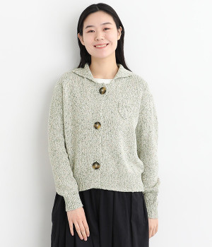 コットンリネンシルクニットカーディガン(グリーン-ONESIZE)