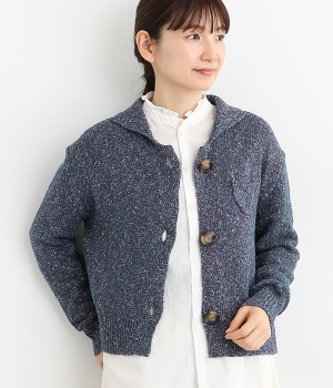 コットンリネンシルクニットカーディガン(ネイビー-ONESIZE)