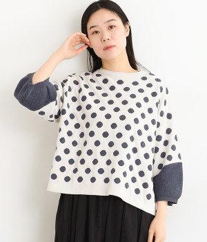 ジャカードドットワイドニットプルオーバー(ライトベージュ-ONESIZE)