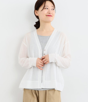 コットン シアー天竺カーディガン(ホワイト-ONESIZE)