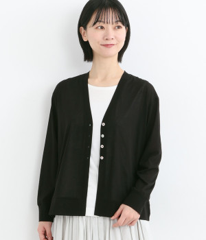 コットン シアー天竺カーディガン(ブラック-ONESIZE)