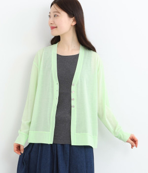 コットン シアー天竺カーディガン(ライトグリーン-ONESIZE)