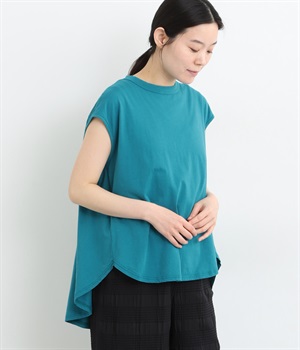 コットンバックギャザーフレンチスリーブプルオーバー(アクアブルー-ONESIZE)