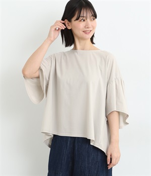 コットンワイドスリーブプルオーバー(ライトグレー-ONESIZE)