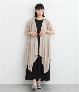 リネンブレンド上下2wayドレープカーディガン(キナリベージュ-ONESIZE)
