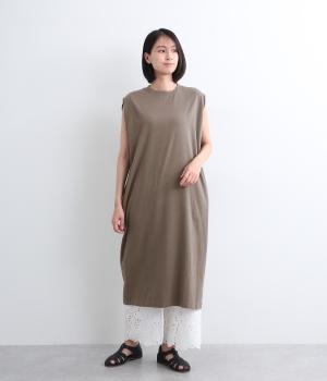 ヘンプコットンノースリーブワンピース(チャコール-ONESIZE)