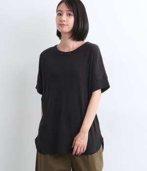 コットンリネンミラノリブドルマンワイドプルオーバー(ブラック-ONESIZE)