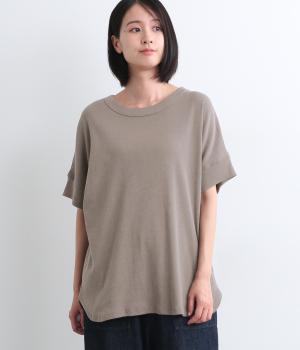 コットンリネンミラノリブドルマンワイドプルオーバー(モカグレー-ONESIZE)