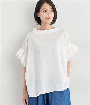 コットンリネンガーゼプルオーバー(オフホワイト-ONESIZE)