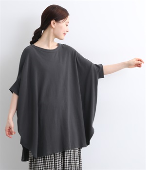 コットン空紡糸天竺ワイドプルオーバー(チャコール-ONESIZE)