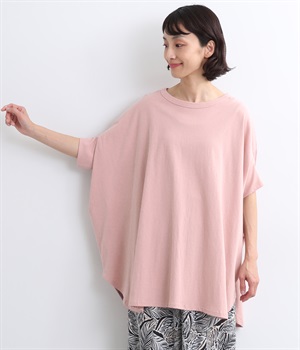 コットン空紡糸天竺ワイドプルオーバー(ピンクグレー-ONESIZE)