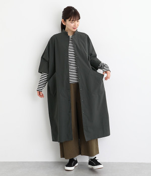 コットンタイプライタービッグポケットドルマンワンピース(ブラック-ONESIZE)