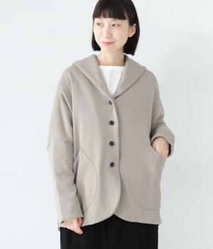 コットン裏毛ワイドカーディガンジャケット(グレージュ-F)