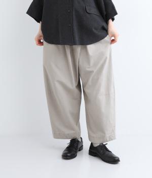 ウェザークロスピグメントバイオウォッシュ加工コクーンワイドパンツ(グレー-F)