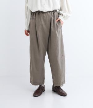 ウェザークロスピグメントバイオウォッシュ加工コクーンワイドパンツ(モカグレー-F)