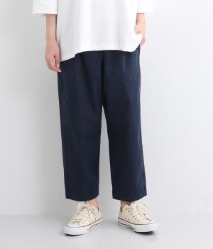 コットンダンプピグメントバイオ加工コクーンパンツ(ダークネイビー-F)