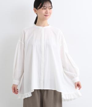 コットンボイル裾サイドフリルブラウス(オフホワイト-F)