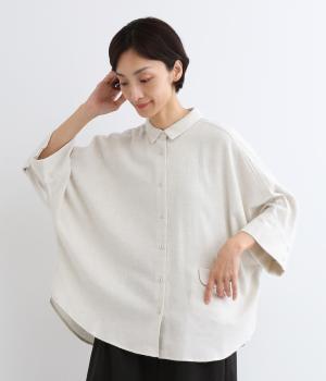 コットンビエラトップ起毛ドルマンワイドブラウス(オートミールグレー-F)