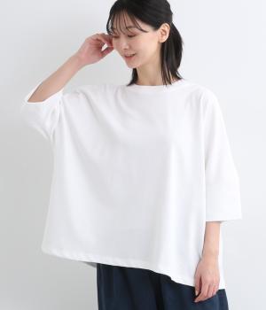 シルキーコットンポリエステル天竺ドルマンバックタックプルオーバー(オフホワイト-F)