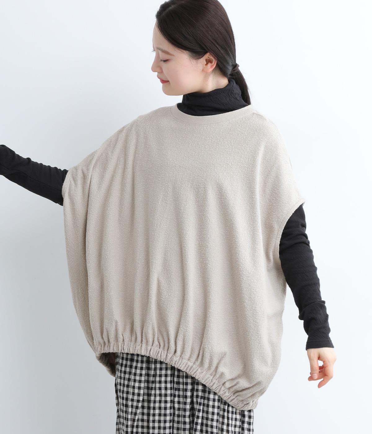 コットン変形パイルジャカード起毛ベスト(パールグレー-F)