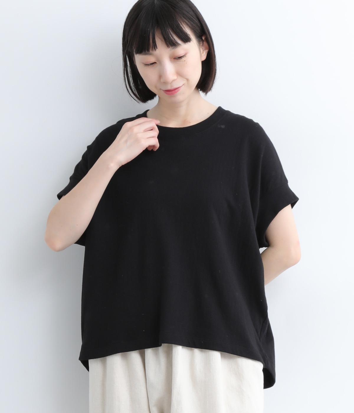 接結スーピマコットンワイドプルオーバー(ブラック-F)