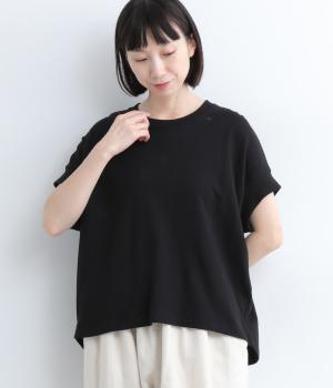 接結スーピマコットンワイドプルオーバー(ブラック-F)