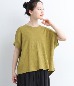 接結スーピマコットンワイドプルオーバー(ダークイエロー-F)