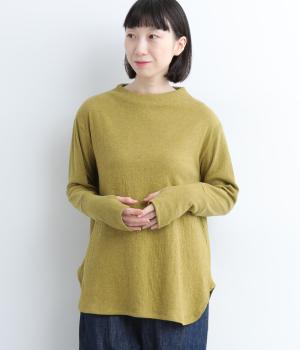 接結スーピマコットンサムホール付ボトルネックカットソー(ダークイエロー-F)